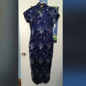 Qipao Cheongsam Chinese Asian Oriental Short Sleeve Long Dress